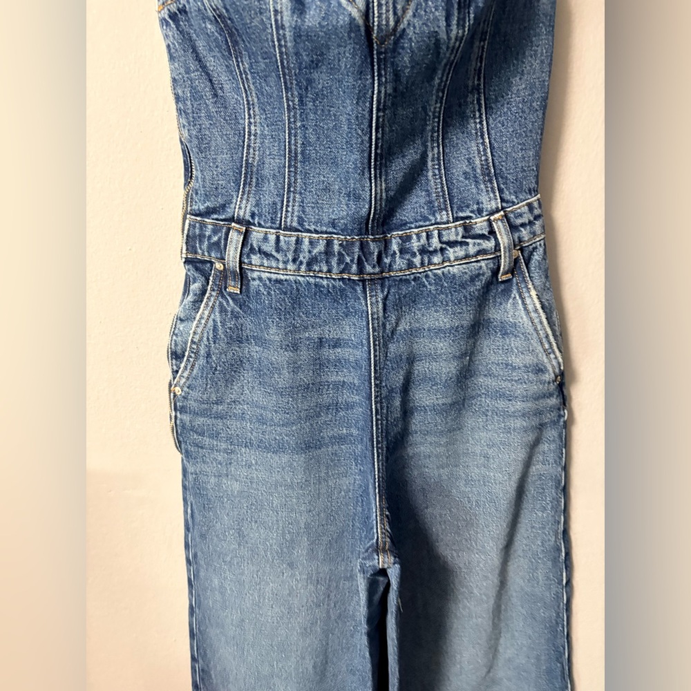 NWT Hudson The Creator Sweetheart Denim Wide Leg Jumpsuit in Stone Blue. Size 25 - Picture 8 of 15
